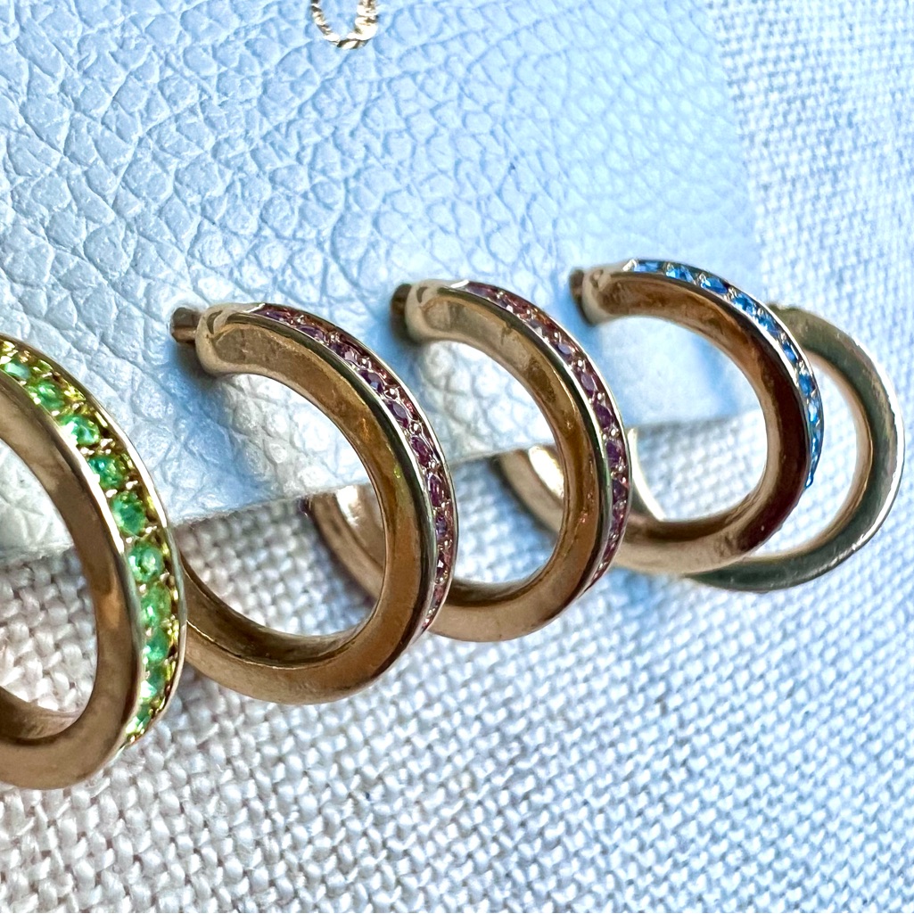 Set Of 3 Hoops Earring With Rhinestones